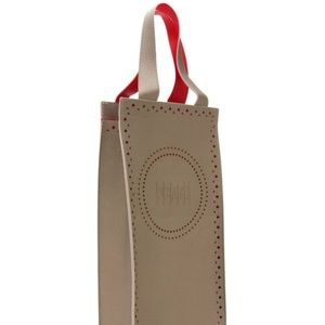 Obagi Medical Faux Leather Taupe/Red Long Gift Bag Tote-Holds 2 Bottles NWT